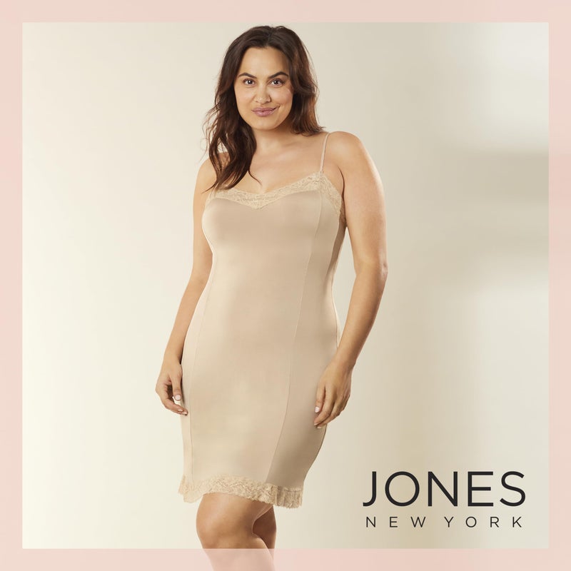 Jones New York Jones NY Women's Silky Touch 38 Spaghetti Strap Anti-Cling Full Slip w/Lace Underwear, Nude, S - Image 3